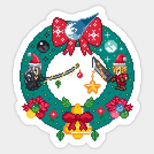 Final Fantasy 7 Christmas Wreath Pixel Art Sticker